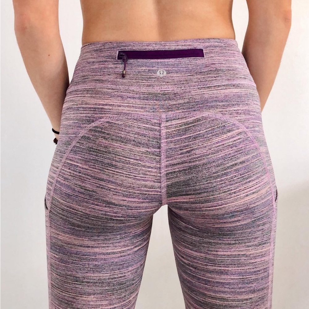 Like New Lululemon purple rouched workout pants leggings